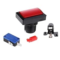 SM SunniMix Rechteckiger Arcade Knopf mit LED, Beleuchteter Arcade Knopf, DC 12V - Rot