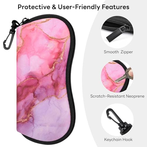 Image of Sunglasses Case with Belt Clip, Ultra Light Neoprene Zipper Soft Padded Glasses Case for Women Men