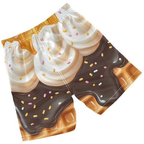 Pigsaly Boys' Swim Board Shorts Milk Black Yellow White Ice Cream Boy's Swim Trunks Kids Swimwear M2