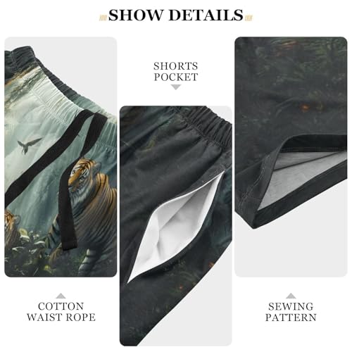 Men's Pajama Bottoms, Tigers Pajamas Shorts Short Sleep Pants Lounge Wear Sleepwear Pjs4