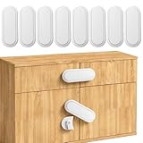 OWill Blocca Cassetti Per Bambini, 8 Pezzi Chiudi Cassetti Bambini per Armadietto, Cassetto, Armadio, Mobilia, Frigorifero, Bianca Chiusura Cassetti per Bambini con Adesivo Nessun Trapano Necessario