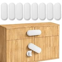 OWill 8 Stück Kindersicherung Schrank, Schubladensicherung Baby Weiß Schranksicherung Baby für Schränke, Kühlschrank und Schubladen, Stark Klebend, Kein Bohren, Kindersicherung Schubladen