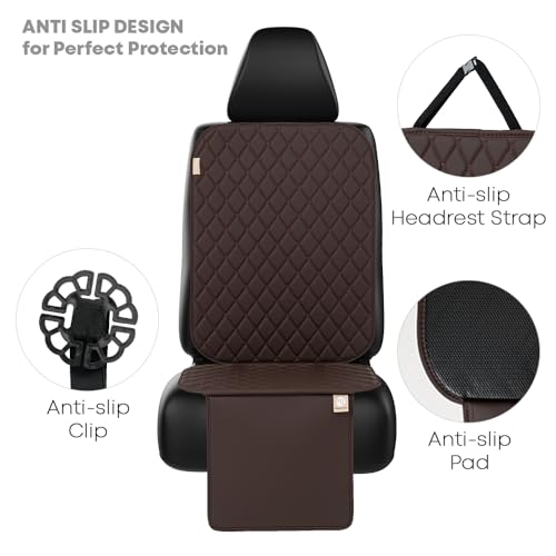 Image of MomnLittle Car Seat Cover 2 Pack Waterproof Non-Slip Car Seat Protector Mat for Child Safety Car Seat (2 Pack Beige)