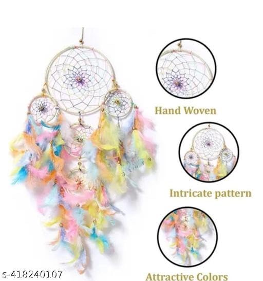 Dream Catcher Boho Wall Hanging Decor for Bedroom, Living Room, Kids Room Multicolour
