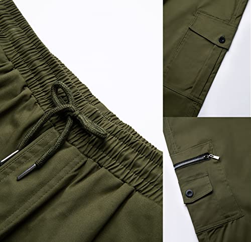 Image of THWEI Mens Cargo Pants Casual Drawstring Athletic Jogger Sports Outdoor Trousers
