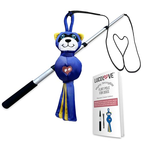 LUCOLOVE Flirt Pole for Dogs Heavy Duty - Multi-Sensory Tough Chase Toy for Medium & Large Breeds...
