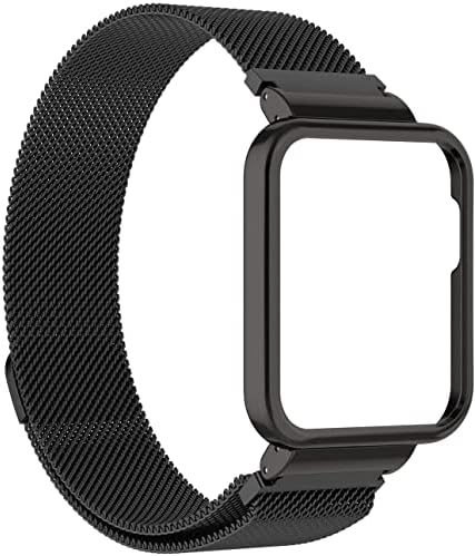 2 in 1 Stainless Steel Watch Band with Metal Cover for Xiaomi Me Watch Lite/Redmi  - Black: Buy Online at Best Price in Egypt - Souq is now Amazon.eg