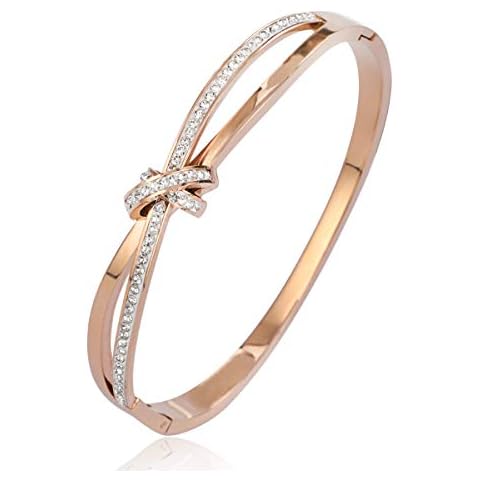 PHOGARY Rose Gold Crystal Bracelet for Women Cover
