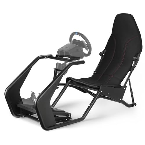 RACGTING Racing Simulator Cockpit with Seat for Logitech G29, G923, G PRO, Fanatec, MOZA R3, R9, R12 - Adjustable Sim Racing Cockpit with Shifter Mount for Immersive Racing Sim Setup