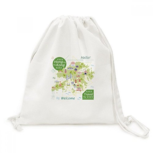 Sac de voyage toile cordon Hong Kong imprimé sac à dos léger