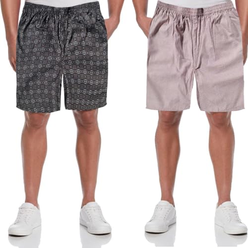 Image of Men's Cotton Shorts Waistband, Zip Fly, 1 Zip Pocket, Back Pockets (Pack of 2)