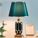 WMYDNX Lighting Tools Light Luxury LED Table Lamp Fabric Lampshade Desk Lamp with Ceramic Body Study Desktop Reading Lamp Bedroom Table Lamp Indoor (Color : Green, Switch Type : Button)
