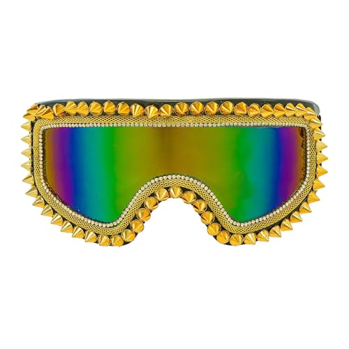 W WIDMANN MILANO Party Fashion - Gafas de esquí espejadas con tachuelas y pedrería, accesorio para carnaval, gafas divertidas para fiestas après-ski, festivales