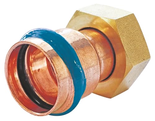 SOMATHERM FOR YOU - Raccord Droit Cuivre à Sertir - Ecrou Tournant Ø16-3/4 - Profil de Sertissage V - Jaune - Pression Maxi 16 Bars - Température Max 95°C