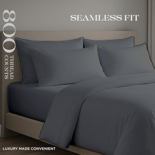 Full Size Bed Sheets Egyptian Cotton 4 Piece 800 Thread Count 100% Egyptian Cotton- Extra Long-Staple, Fits Mattress Upto 16'' Deep Pocket, Sateen Weave, Soft Cotton Bed Sheets (Elephant Grey) - Image 5