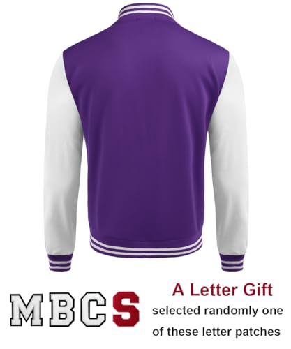 COOFANDY Mens Fashion Varsity Jacket Casual High School College Baseball Jackets Hipster Purple Medium