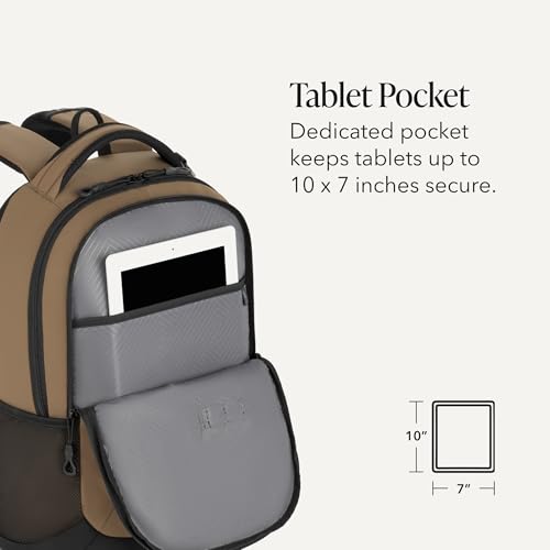 Image of SWISSGEAR Cecil 18-Inch Laptop Backpack Fits 16-Inch Laptop, Travel Daypack with Organizer Pockets, Water Bottle Holders & Padded Straps - Pastel Brown /Black