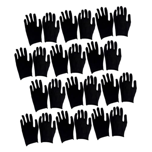 INOOMP 12 paia Guanti da Lavoro in Cotone Nero Sottile Riutilizzabili e Traspiranti Protezione Anti-taglio e Presa per Giardinaggio e Uso Industriale