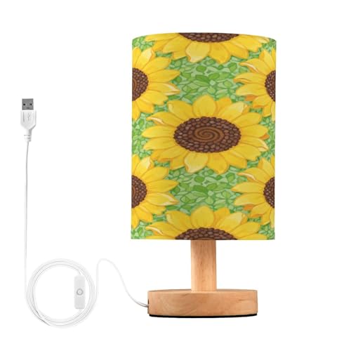 Lámpara de mesa noche flores girasol amarillas 13x24.7cm miniatura 1