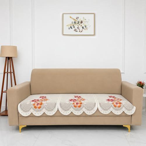 Image of Homerz Premium 'Surya Series' Sofa Cover | Stylish Sofa Protector | Net Fabric | Anti-Stain & Washable Slip Cover Exact Size Antislip (Exclusive Rust, 5 (3+2) Seater, Only Seat Cover)