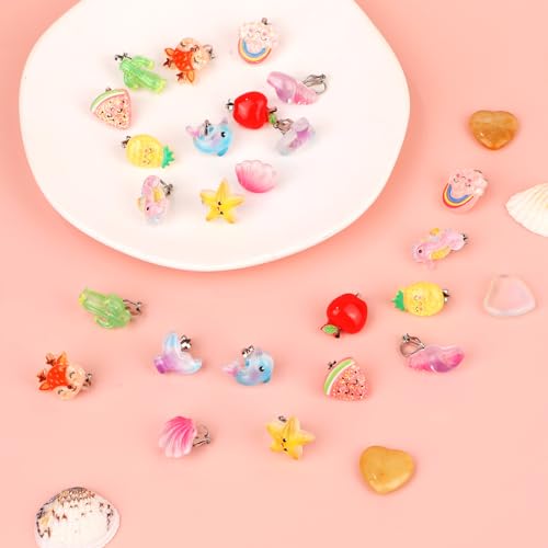 12 Pairs Clip On Earrings for Little Girls, Princess Clip Earrings Clip On Earring And Earring Set Non Pierced Earrings Dress up Jewelry Accessories for Toddler Kids (Fruit Animals)3