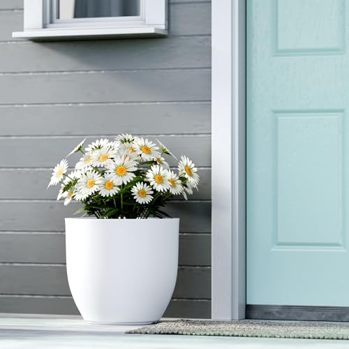 Image of YUCCABE ITALIA FOXB PCUP 12 INCH Pots for Plants Highly Durable Polymers Lightweight Indoor Outdoor Flower Pot Gamla Tree Planter Container Planters for Living Room, Balcony, Garden| White