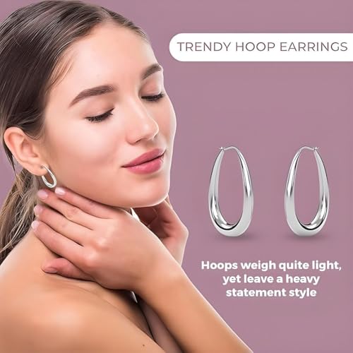 Stainless Steel Hoop Earrings for Women Trendy - Stainless Steel Earrings for Women Fashion Jewelry - Dangle Statement Unique Cute Engagement Anniversary Birthday Gifts for Her4
