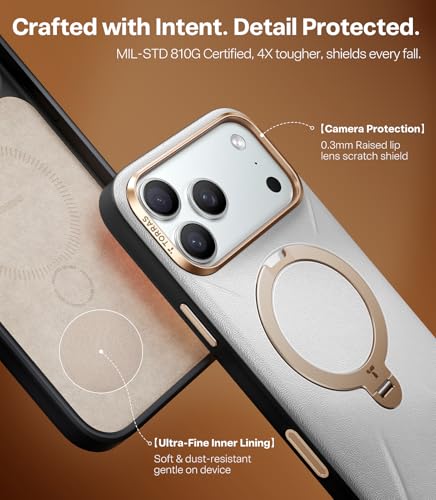 Image of TORRAS Q3 VegSkin Case for iPhone 17 Pro, White | Fit for Magsafe, Stain-Resistant Organic Silicone Leather, Camera Control, Shockproof Anti-Slip Phone Case for iPhone 17 Pro