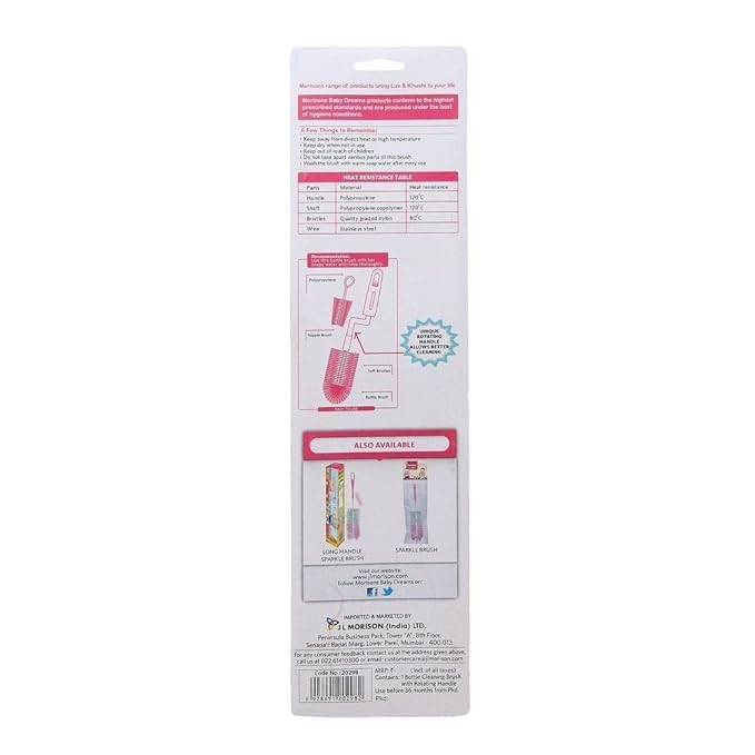 Image of Morisons Baby Dreams Rotary Bottle Cleaning Brush(Pink)