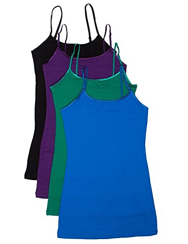 4 Pack: Active Basic Cami Tanks (Medium, Purple/Blue/Green/Black)