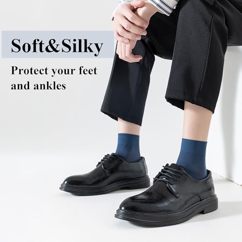 Mottee&Zconia 24 Pack Mens Sheer Silk Thin Ultra Nylon Crew Sock Ankle Quater Socks for Men Business Casual Daily Breathable Fresh Soft Sock Size8-112