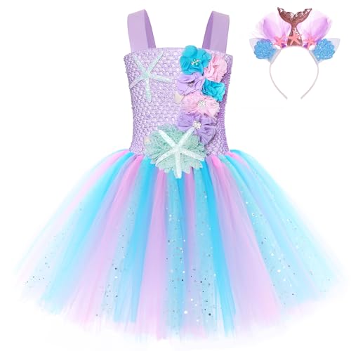 FONLAM Meerjungfrau Kleid Kostüm für Mädchen Prinzessin Kleid Karneval...