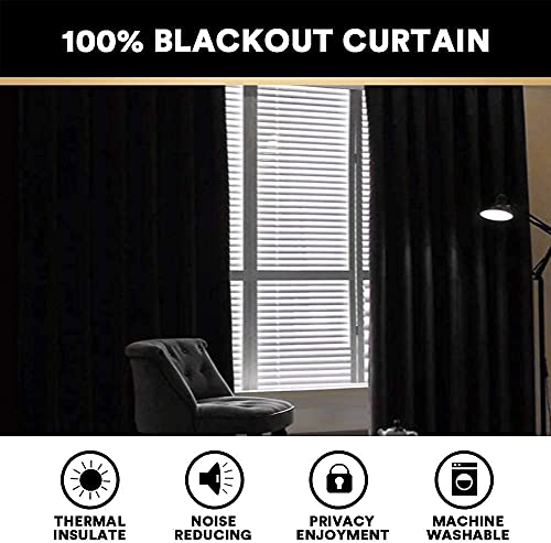 Image of PrinceDeco 100% Blackout Curtains 64 inch Long 2 Panels,42 inch Wide,64 inch Length Energy Saving Curtains for Bedroom Living Room Grommet Blackout Linen Curtains with Thermal Insulated Liner,Light Grey
