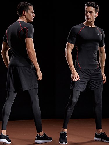 Neleus Men's 3 Pack Compression Baselayer Athletic Workout T Shirts,5022,Black(Grey),Black(Red),Nvay,2Xl,Eu 3Xl #TOP6