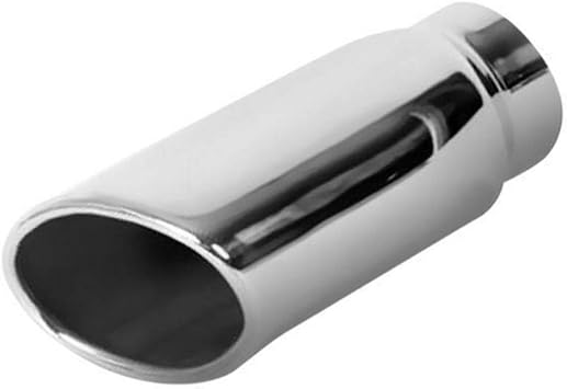 BORLA 20153 Exhaust Tip 2.25" Inlet - 3.5" x 2.75" Single Oval Rolled-Edge Angle-Cut Lined Outlet - 5.63" Long Exhaust Tip Embossed With BORLA Logo. Clamp On Mounting Method. Clamp Included.