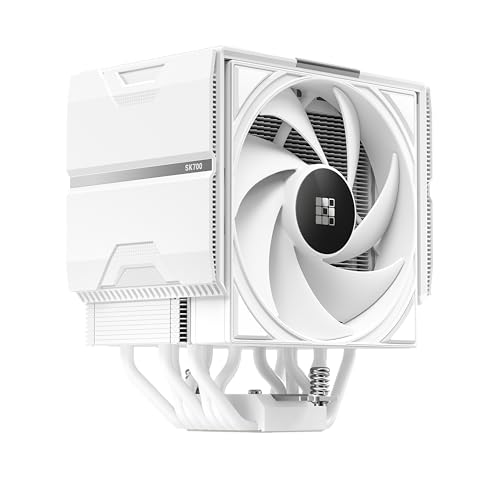 Image of Sudokoo SK700V White AM5-Designated Digital Air Cooler, Single Tower Design, High Performance M-Winding Tech Fan, 7 Copper Heat Pipes, L-Rail Lock Mount, 220W Heat Dissipation
