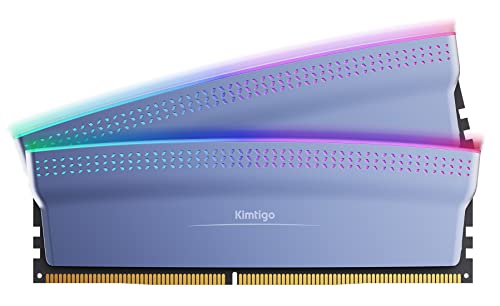 Kimtigo DDR4 32GB (16GBx2) 3600MHz PC4-25600 CL19 1.35V U-DIMM Unbuffered Non-ECC for Gaming and High-Performance Compatible with Desktop Memory (3600MHz 32GB(16GB*2), Blue)