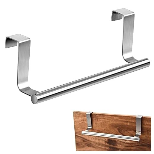 CHENEVER Toallero Colgante para Puerta, Colgador de Paño de Cocina y Baño, Acero Inoxidable - Plateado