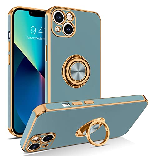 BENTOBEN for iPhone 13 Case, Phone Case iPhone 13, Slim Fit 360° Ring Holder Shockproof Kickstand Magnetic Car Mount Supported Non-Slip Protective Women Men Cover for iPhone 13 6.1'',Gray