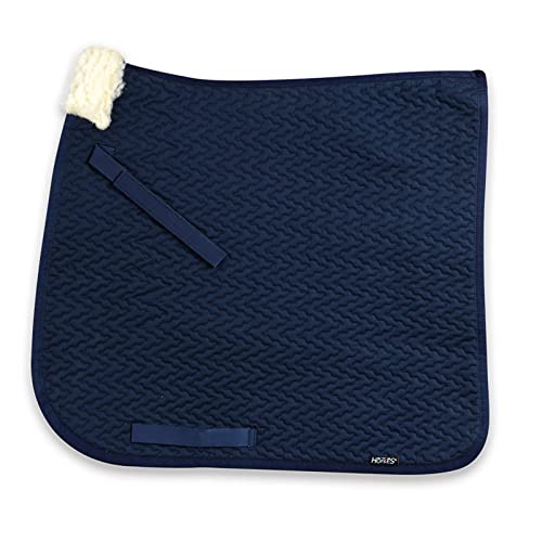 Horses, Tapis de Selle de Dressage Derek, Idéal pour Chevaux de Dressage, en Tissu Avec Surpiqûre en Zig-Zag, Taille Full (bleu)