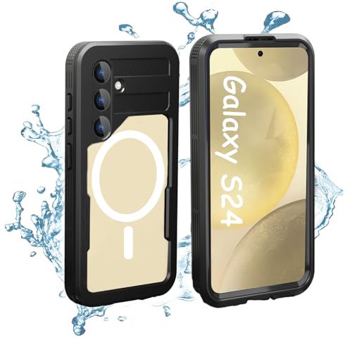 Transy for Samsung Galaxy S24 Case Waterproof, IP68 Waterproof Shockproof Dust-Proof Phone Case with Built in Screen Protector, Full Body Protective Case (Black, Samsung Galaxy S24 6.2 inch)