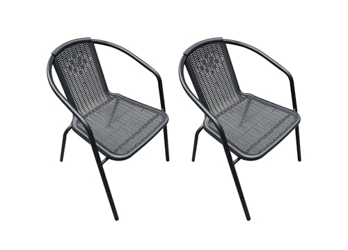 LC Garden »Garvista« 2er Stuhl Set Bistrostuhl Stapelstuhl in schwarz, Terassenstuhl, stapelbarer Gartenstuhl mit Stahlgestell, Pulverbeschichtet