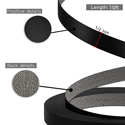 Image of Black Edge Banding, 1 /2 inch x 10ft roll of Veneer Edge Banding -Pre-glued Flexible Edging, PVC Tape Banding on with Hot Melt Adhesive Easy Application for Cabinet Repair Furniture Restoration