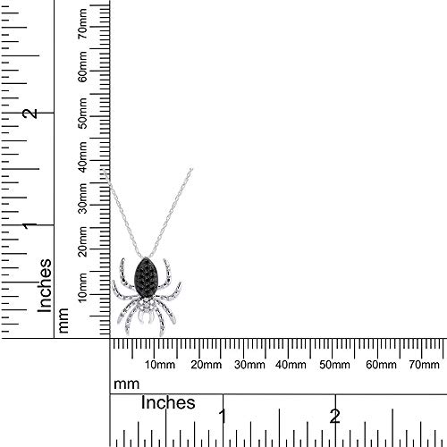 AFFY Round Cut White & Black Natural Diamond Spider Pendant Necklace in14K Gold Over Sterling Silver (0.09 Cttw)4