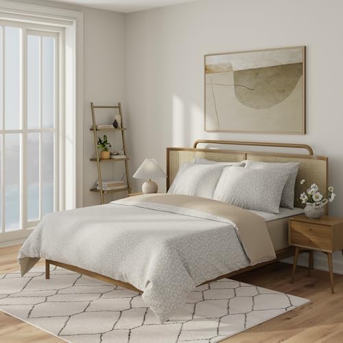Image of QuickZip Sateen Pillowcase Standard /Queen Size (20 inch X 32 inch), Set of 2, 100% Cotton Pillow Covers with Envelope Closure, Bloom