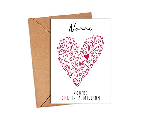 Yanashop88 Nonni You're One In A Million Card - Nonni Birthday Card - Thank You Greeting Card - Card For Her - Anniversary Card - Mother's Day Card - Thank You Card - I Love You Nonni Card
