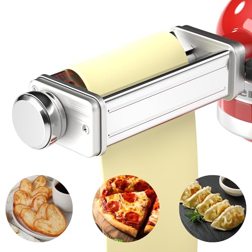 Generic Pasta Roller, Pasta Maker Attachment Compatible with KitchenAid Stand Mixer, 8 Thickness Adjustable Pasta Roller, Stainless Steel Pasta Maker Replacement, Medium, Silver