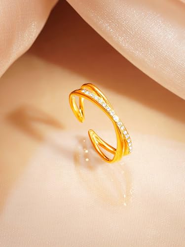 Image of 18K Gold Plated Statement Ring for Women | Stylish Classy Rings | Waterproof and Anti Tarnish Jewellery | Rakhi Gift for Sister | Gifts for Women | 1 Year Warranty*