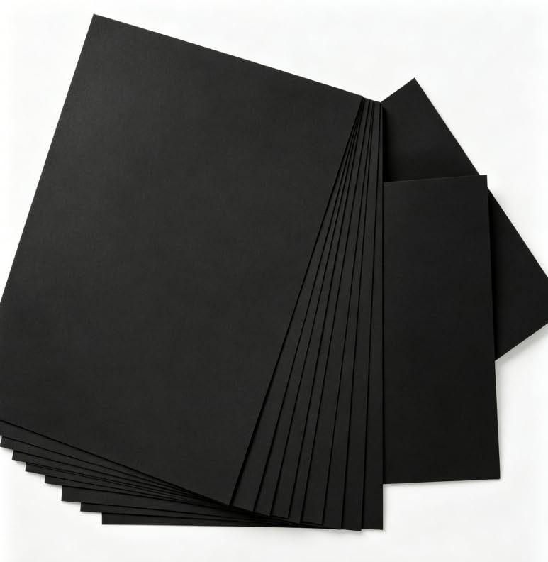 100 Blatt A4-Papier in Schwarz, 250 g/m² Karton in Schwarz dickes Papier, Fotokarton, Zeichenkarton, Bastelpapier für Handarbeiten, Malerei und die Gestaltung von Einladungskarten