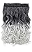 Produktbild PRETTYSHOP 40cm Clip In Extensions Haarverlängerung Haarteil Voluminös Gewellt Ombré Schwarz Grau C73-1